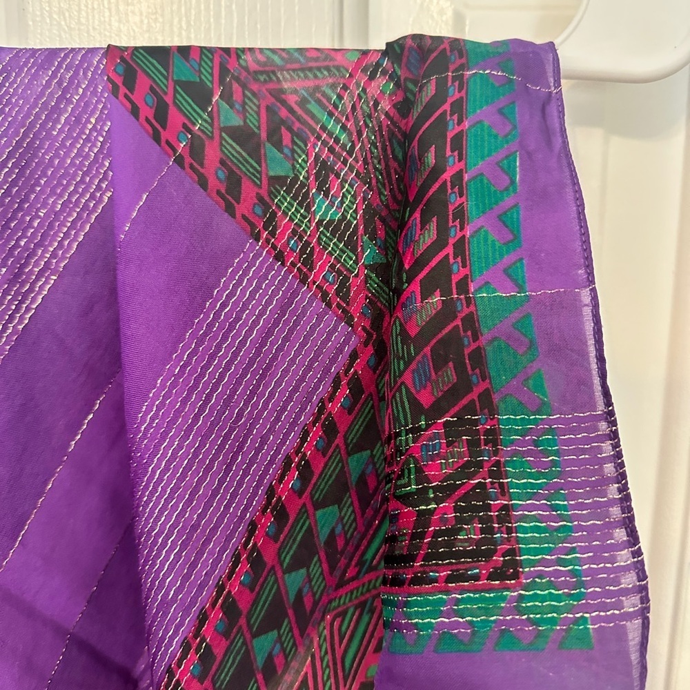Two Colorful Geometric Patterned Scarves - Picture 4 of 7